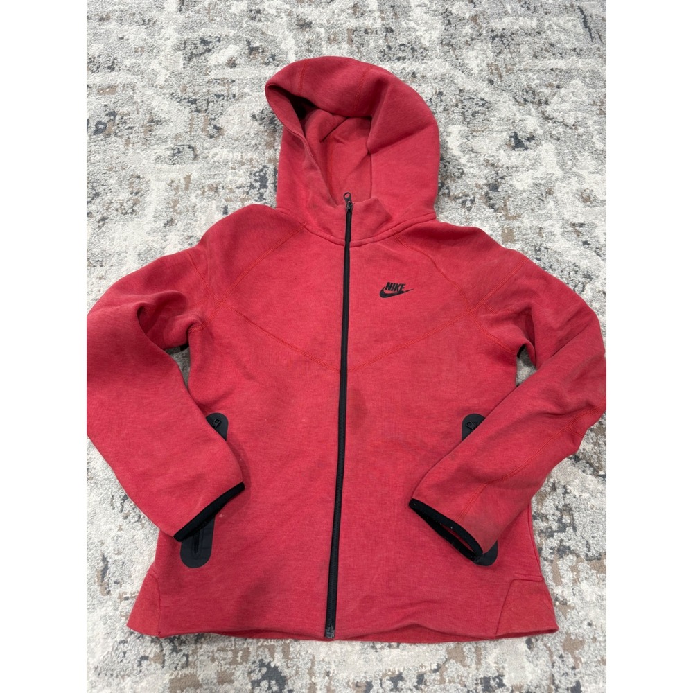 Nike Tech Fleece Full Zip Hoodie Red Heather Mens Large Athletic Jacket